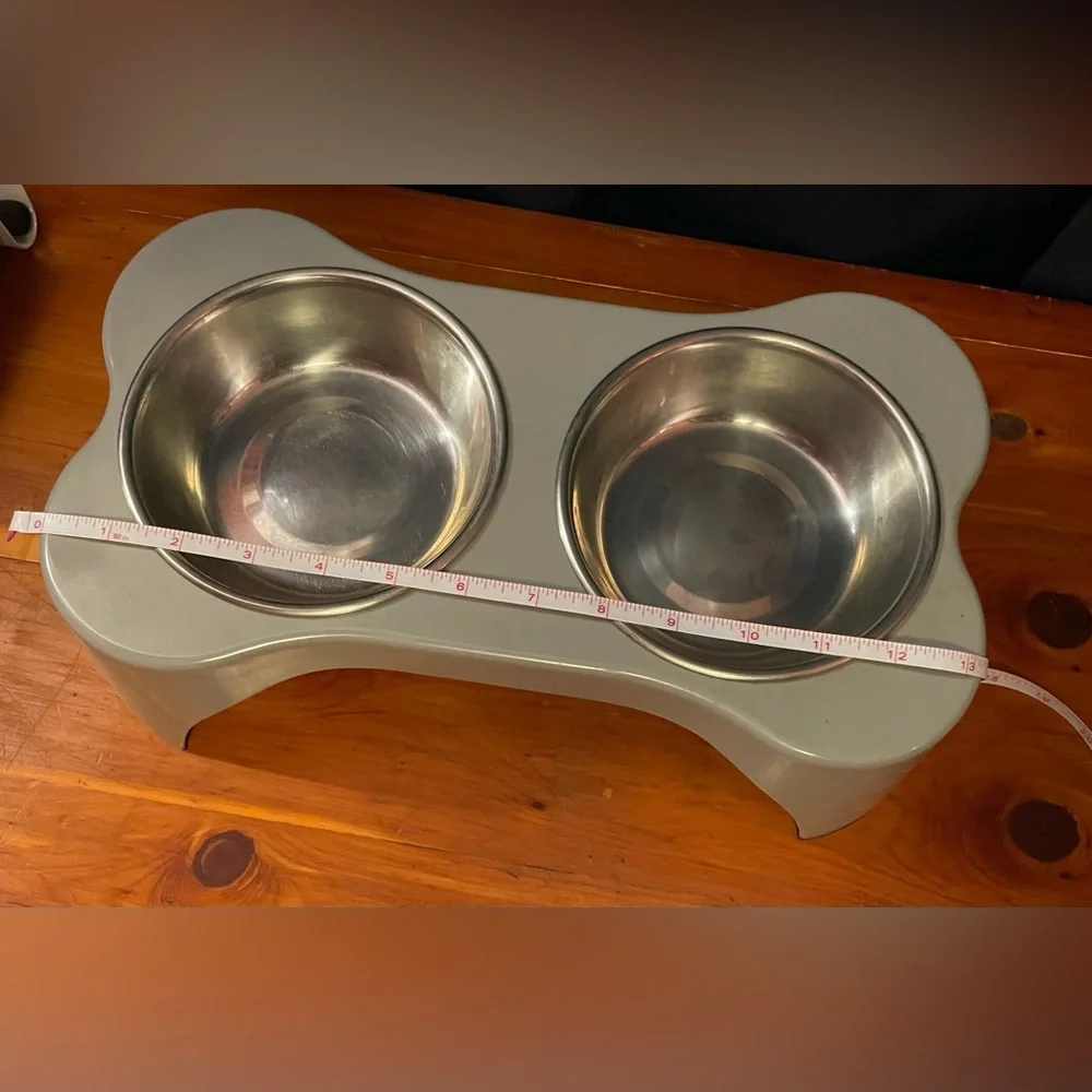 Gibson Home Bow Wow Meow 3 Piece Elevated Pet Bowl Dinner Set